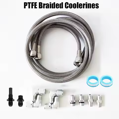 AN6 PTFE Fuel Oil Cooler Hose Line Kit 55"/58" Stainless Steel Braided Transmission Fluid Tube