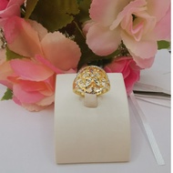 916 Gold Two Tone Flower Parasol Ring