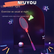 NIUYOU Badminton Racket Set, Single And Double Racket With Light Luminous Badminton Racket,  Ultra-Light Sports Equipment Sports