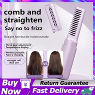 【Ready stock】Portable Hair Straightener Comb Wireless Ionic Hair Straightener Brush Comb USB Portabl