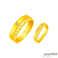 【J code真愛密碼金飾】 浪漫朵朵黃金成對戒指