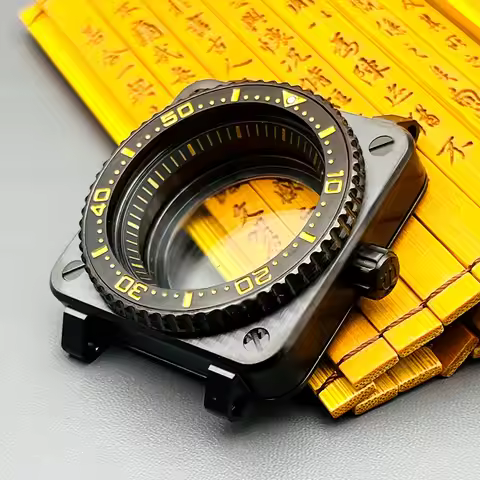 Black SKX007 Square NH35 Watch Cases Fits NH35 NH36 7S26 6R Movement Seiko SKX007 Style Pilots cockp