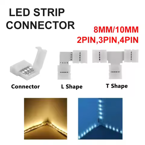 5PCS Free Soldering LED Connector 2 Pin 3 Pin 4 Pin 5PIN T/L/X Shape Corner Connector 8/10MM for RGB