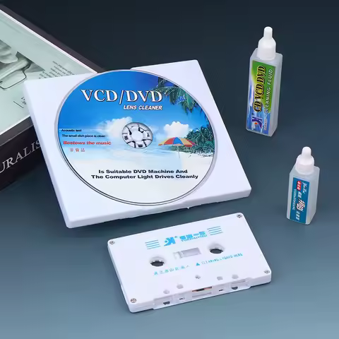CD/DVD/VCD Player Lens Cleaner + Cassette Tape Head Cleaner - Wet/Dry Demagnetizer for Audio Video P
