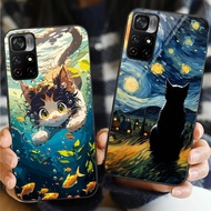 van gogh cat Glass Phone Case For Xiaomi POCO F3 F4 F5 M3 M4 M5 M6 4G X3 X4 GT NFC X5 X6 PRO 5G
