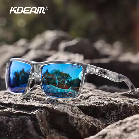 2026 KDEAM Brand New Square Polarized Sunglasses For Men Big Frame Outdoor Sports Photochromic Sun G