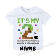 Minecraft Game Number T-shirt Pixels 1-9 Birthday Party Boys Girls Summer  Short Sleeve Fashion Cust