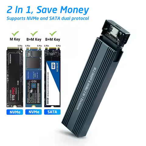 M.2 Enclosure for NVMe SATA SSD, USB-C 3.1 Gen 2 10gbps 5gbps for Samsung for WD M2 SSD NVMe Enclosu