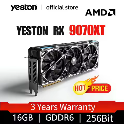 New AMD GPU Yeston GeForce RX 9070 XT GPU 16G GDDR6 FSR4.0 Graphics Card Gaming Office AI Desktop Co