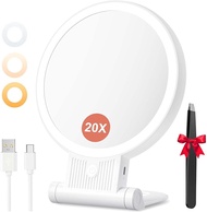 Auxmir 1X\/ 30X Magnifying Mirror with Light Double Sided Makeup Mirror with Adjustable Folding Hand