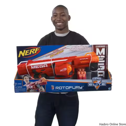 Hasbro NERF N-Strike Mega Series RotoFury Blaster with 10 Mega Whistler Darts B1269