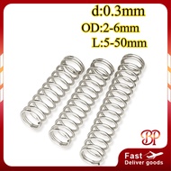 d0.3mm * OD2-6mm * L5-50mm Compression Spring Stainless Steel 304 / SUS304 Pressure Spring 【BY9-MB-1