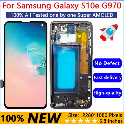 AMOLED LCD for SAMSUNG Galaxy S10 E G970F G970FD Display With Frame S10e G9700 Touch Screen Digitize