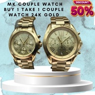 Ez Shop MK Couple Watch Buy 1 Take 1 Couple Watch 24k Gold-Plated Pawnable Original Adjustable Couple Watch Women Couple Watch Casual Fashion Dual Display Stainless Steel Waterproof Wrist Watch For Women Men Michael Kors Gold Watch Casual Watch for Women