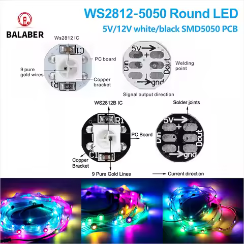 5050 SMD RGB LED 5V WS2812B LED Chip with Heatsink Board WS2811 IC Individually Addressable Black Wh