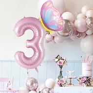 2pcs Butterfly Number Balloon For Birthday Party Decoration