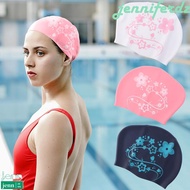 JENNIFERDZ Flower Swim Headgear, Solid Color Soft Floral Diving Hat, Surfing Hat Anti-cold Professio