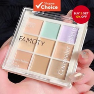 9 Colors Concealer Palette Covers Acne Marks Dark Circles Tear Trough Brightens Skin