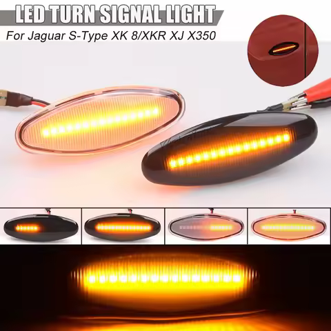 LED Turn Signal Side Marker Light Dynamic Indicator Blinker Lamp For Jaguar S-Type 1999-2007 XK8 XKR