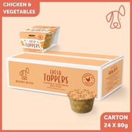 [Carton of 24] Buddy Bites - Fresh Wet Dog Food Toppers (24 x 80g Chicken & Vegetables)