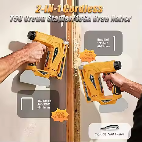 YEARTOP 2 IN 1Electric Nail Gun Cordless Stapler Nailer Nailing Stapler Framing Nailer Tacker Power