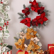 1/2pcs Artificial Christmas Wreath, Featuring Five Christmas Flowers, Lifelike Texture, Soft To The 
