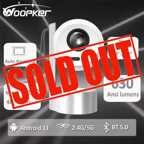 WOOPKER R3H4 Projector 630ANSI Native 1080P Support 4K Android11 BT5.0 Auto Keystone Correction 270°