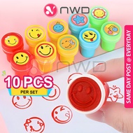 《 𝗧𝗜𝗡𝗬 𝗖𝗛𝗘𝗘𝗥𝗦 》 10pcs/ Set Emoji Fun Stamp Pre-Ink Chop Teacher Student Reward Cop Kartun 儿童印章 NWD