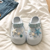 Blue Starfish Shell Thick-Soled Hole Shoes EVA Comfortable Heightening Toe-Covered Slippers