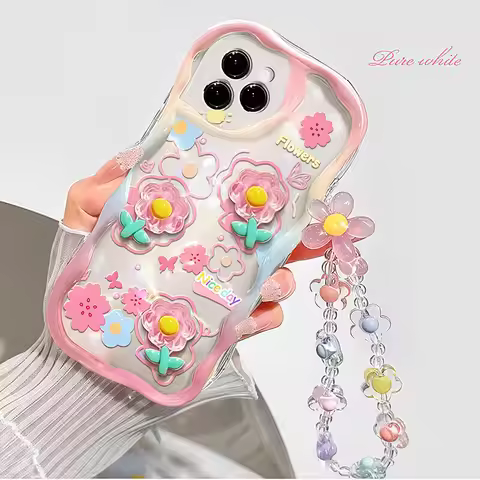3D Flower Chain Case For OPPO A3 PRO A60 A3X A16 A5 Pro A17 A15 A15S A38 A18 A78 A79 A58 A98 A52 A78