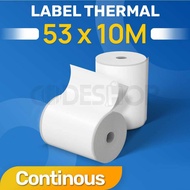 Direct Thermal Label 53 x 10 m 53x10m/ 53x10 Continuous Coreless/