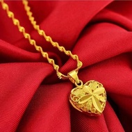 rantai leher emas 916 Gold original malaysia Necklace 999 Pure Gold Pendant Gift Necklace+Earrings