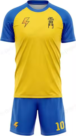 Mens Jersey Set Futsal Football Inazuma Eleven Kaio Anime 3d Print T-shirt Short 2pcs Sets Suit Spor