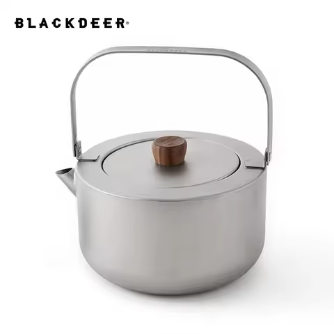 BLACKDEER Ultralight Titanium Kettle 1200ml, Foldable Handle Kettle Tea For Outdoor Camping Hiking &