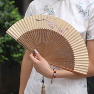 Bamboo Forest Paper Fan Chinese Style Antique Fragrance Paper Folding Fan String Facial Paper Fan Gi