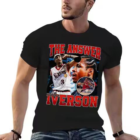 Allen Iverson The Answer Basketball Legend Signature Vintage Retro 80s 90s Bootleg Rap Style T-Shirt