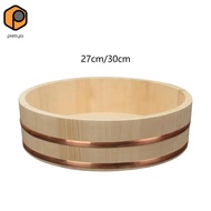 [prettyia] Wood Sushi Rice Bowl Rice Mixing Tub Multipurpose Rice Mixing Bowl Barrel for Korean Bibi