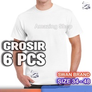 6 Pcs SWAN Men's T-Shirts Swan Brand Plain White Men's Undershirts