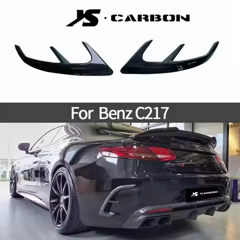 Real Carbon Fiber Rear Bumper Fins Splitters Trims for Benz S Class W217 C217 S63 S65 AMG Coupe 2014