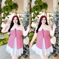 Chubby Girl Set For Women Wonder Scott Front Zip Tube Top Lace Skirt Bust 36 40 42 44