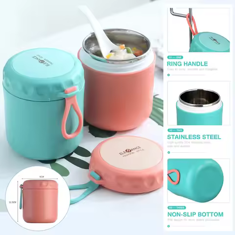 Stainless Steel Vaccum Cup Soup Lunch Box Storage Warmer With Spoon Food Thermal Jar Insulated Soup