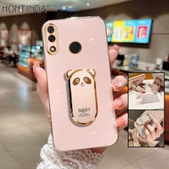 Hontinga ปลอกเคสสำหรับ Huawei Nova 3i Nova 5T 3E 3 4เคส4E พร้อมขาตั้งแบบพับแพนด้าแฟชั่นสีทึบหรูหรา Chrome Soft TPU Square เคสโทรศัพท์คลุมทั้งหมดเคสป้องกันกล้อง Anti Gores เคสยาง