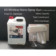 K5 Nano Spray Gun 380ml + Food Grade Sanitizer 5L