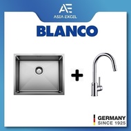 BLANCO QUATRUS 600-IU SINGLE BOWL STAINLESS STEEL KITCHEN SINK + BLANCO MIDA-S XL CHROME PULL-OUT KITCHEN SINK MIXER