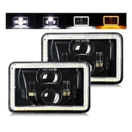 OVOVS DOT Halo Ring Rectangle Square Sealed Beam H4651 H4652 H4656 Projector 4x6 Led Headlight For K