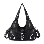 Angel Kiss Classic Large Retro Large Capacity Soft Leather y2k Diagonal Bag