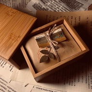 KY&amp; Bamboo Chinese Style Lined Moon Cake Gift Box Simple Retro Storage Box Drawer Wooden Box Desktop Storage Box Jewelry
