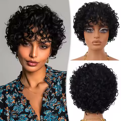 Puffy Afro Curly Human Hair 100% Wigs Jerry Curl Fluffy Wig For Women Puffy Bouncy Wig Wet And Dry S
