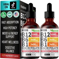 (2 Pack) Vitamin B12 and B6 Liquid Drops, B12 Sublingual Vitamin B Complex - B 12 Vitamin 5000mcg - 