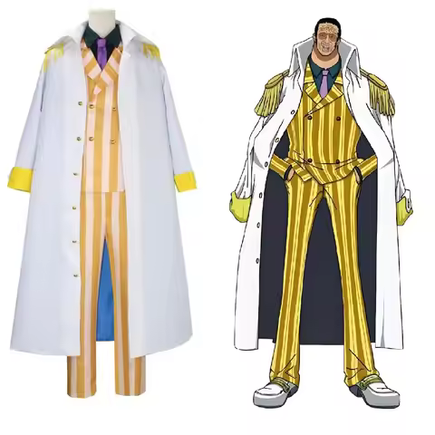 NEW Anime Borsalino Cosplay Costume Admiral Kizaru Cloak And Uniform Suit Halloween Navy General Per